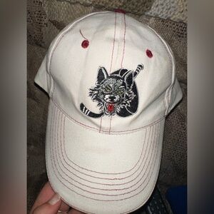 Chicago Wolves White Baseball Cap with Embroidered Wolf and Hockey Stick